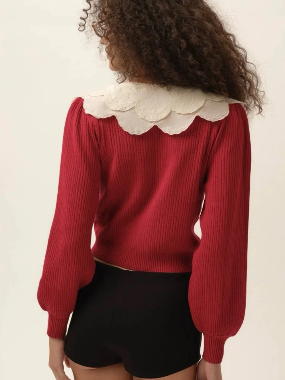 For Love and Lemons Charlotte Pointelle Ribbed Button-Up Cardigan